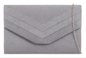L809 Faux Suede Pleated Front Clutch Bag Grey