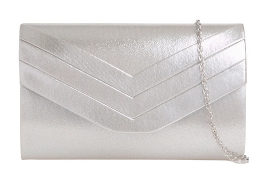 L809 Faux Suede Pleated Front Clutch Bag Silver