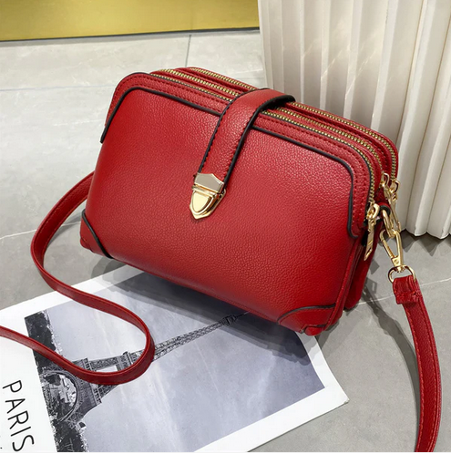 L8591 Small Cross Body Buckle Bag Red