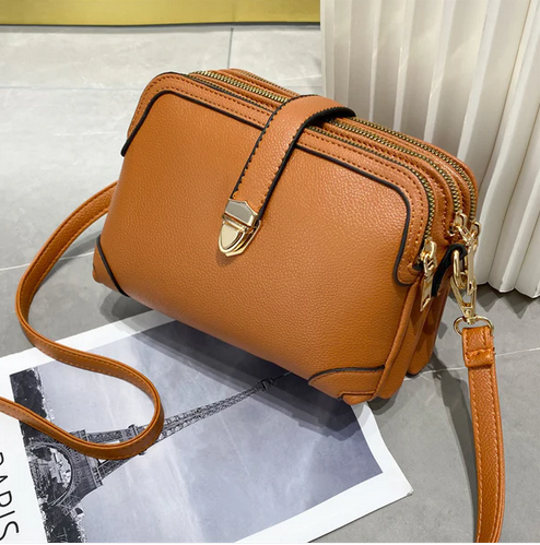 L8591 Small Cross Body Buckle Bag Tan