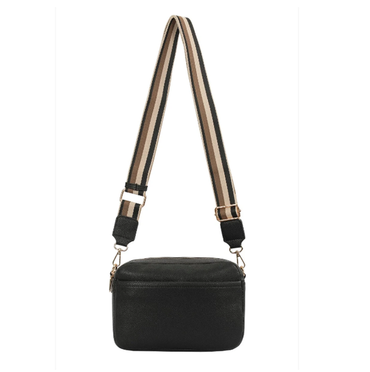 Ld009 DOUBLE ZIP CROSSBODY BAG Black