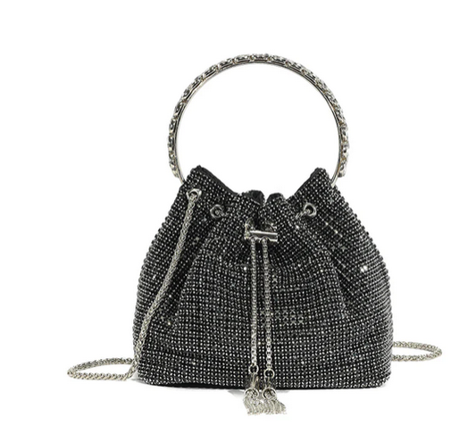 Ld3266 Bling Bracelet Handle Draw Bag Black
