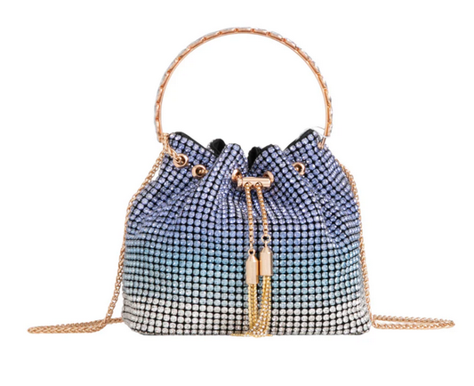 Ld3266 Bling Bracelet Handle Draw Bag Blue