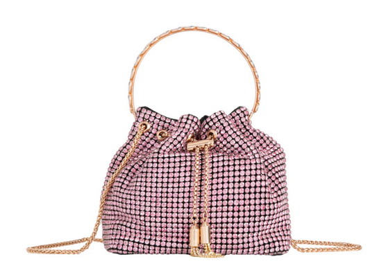 Ld3266 Bling Bracelet Handle Draw Bag Pink