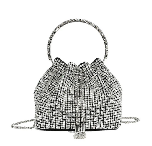 Ld3266 Bling Bracelet Handle Draw Bag Silver