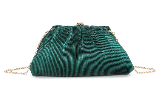 Ld3550 Pleated Satin Clutch Bag Green