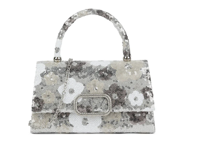 Ld3621 Sequence Flower Handle Small Bag Silver