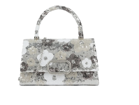 Ld3621 Sequence Flower Handle Small Bag Silver