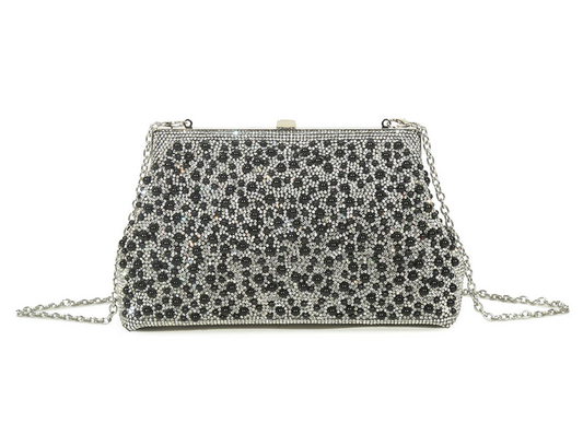Ld3655 Bling/Pearl Purse Opening Clutch Black