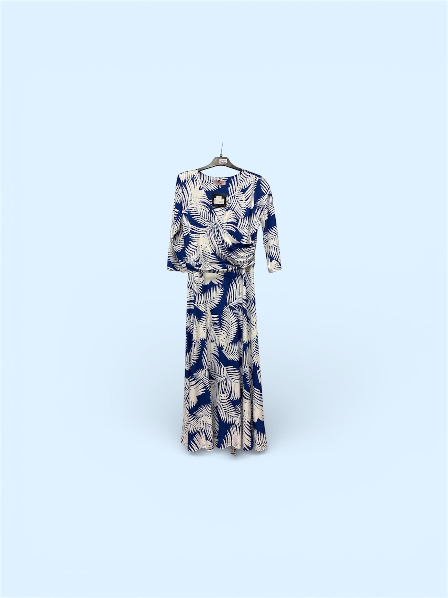 Margot Madi Belted Dress Blue/White