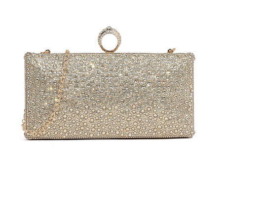 Md3306 Ring Clasp Bling Clutch Bag Silver