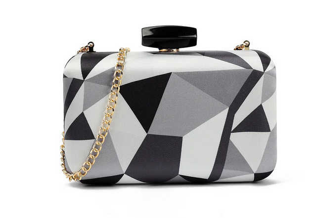Mw3379 Multicoloured Box Clutch Black