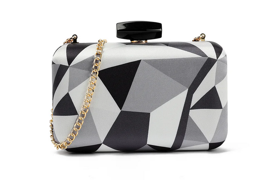 Mw3379 Multicoloured Box Clutch Black