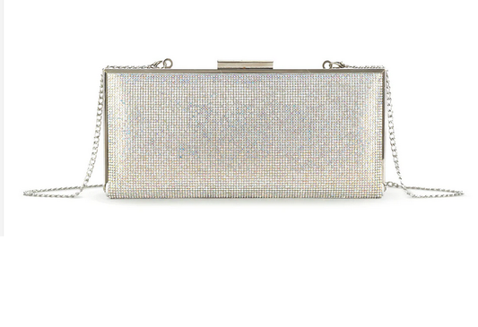 Mw3573 Flat Bling Purse Clasp Clutch Ba Silver