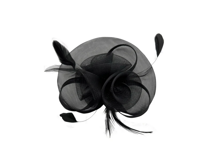 Mx1748-2 Mesh Swirl Flower With Loops Black