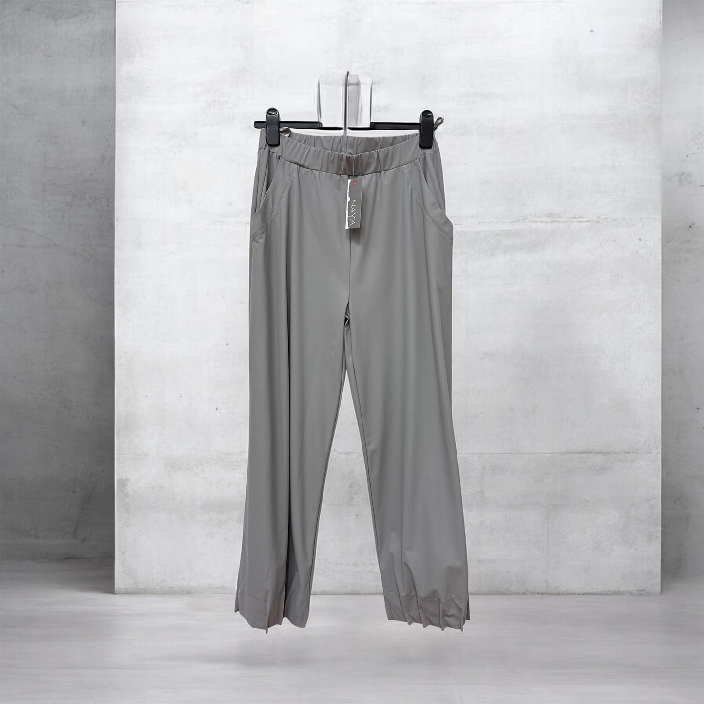 Na153f Pin Tuck Hem Wide Leg Trousers Silver