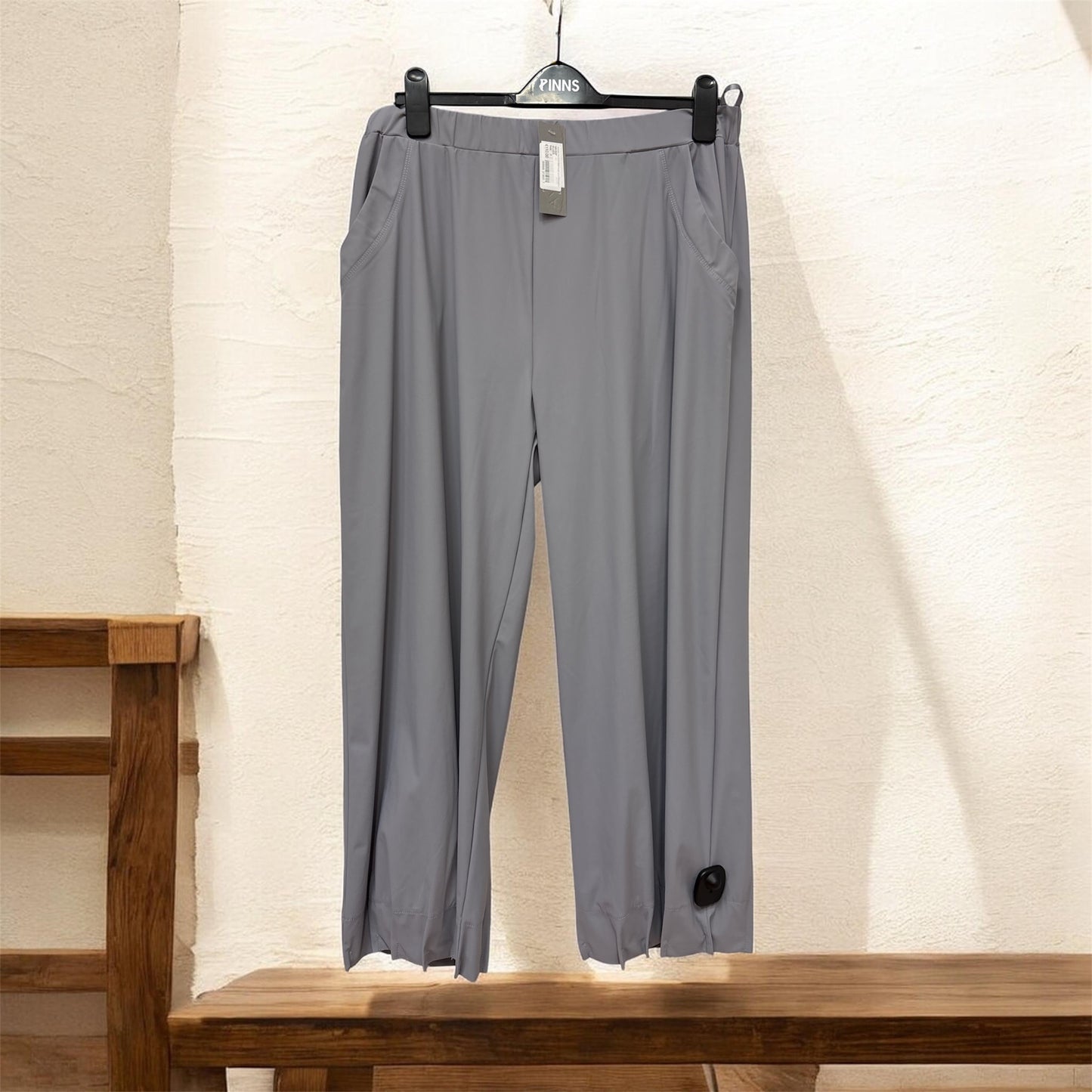 Na153f Pin Tuck Hem Wide Leg Trousers Grey