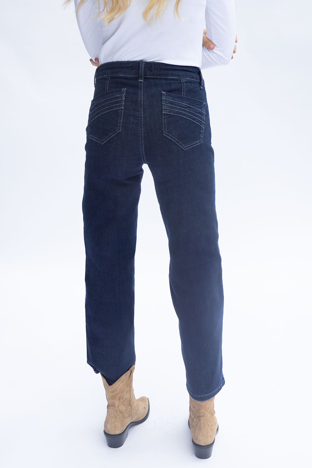 Napoli Wide Leg Stud Pocket Detail Jeans Denim