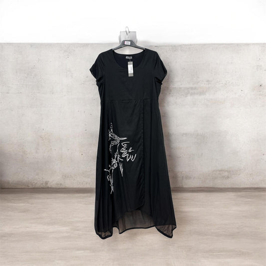 Nas26287 Maxi Dress  Chiffon And Motif Black/White