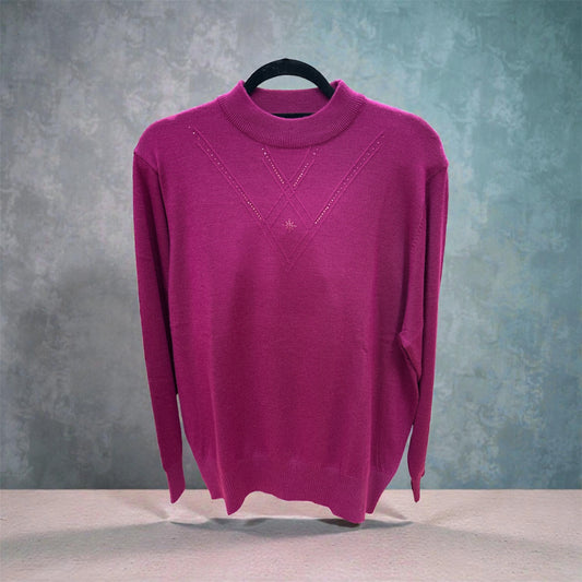 Pf152 Turtle Neck Bling Wool Mix Jumper Magenta