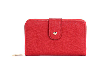 Pl362 Double Pocket Purse Heart Close Red