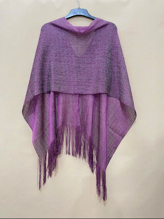 Sc2404128165195633 Glitzy Fringed Poncho Purple