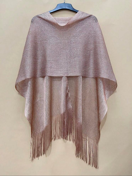 Sc2404128165195633 Glitzy Fringed Poncho Rose Pinke