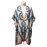 Sf19140-046 Tie Front Print Cover Up Blue