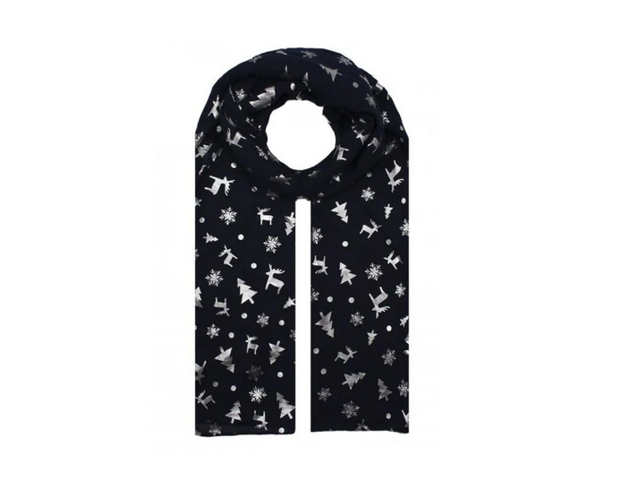Sf1961-102 Christmas Scarf Black