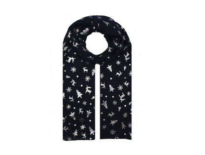 Sf1961-102 Christmas Scarf Black