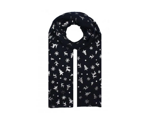 Sf1961-102 Christmas Scarf Black