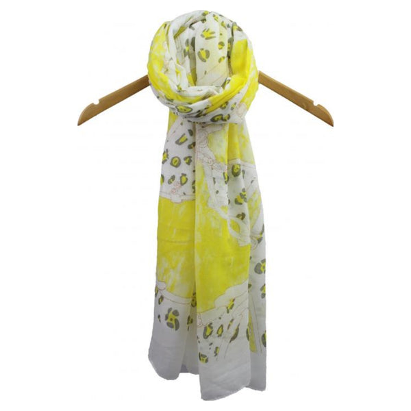 Sf1963-055 Leopard Print Scarf Yellow