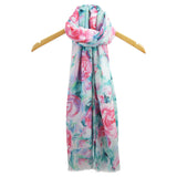 Sf1995-045 Soft Printed Scarf With Roses Pink