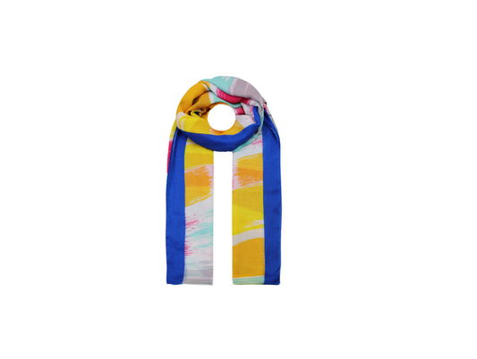 Sf2085-143 Paint Stroke Multi Col Scarf Blue
