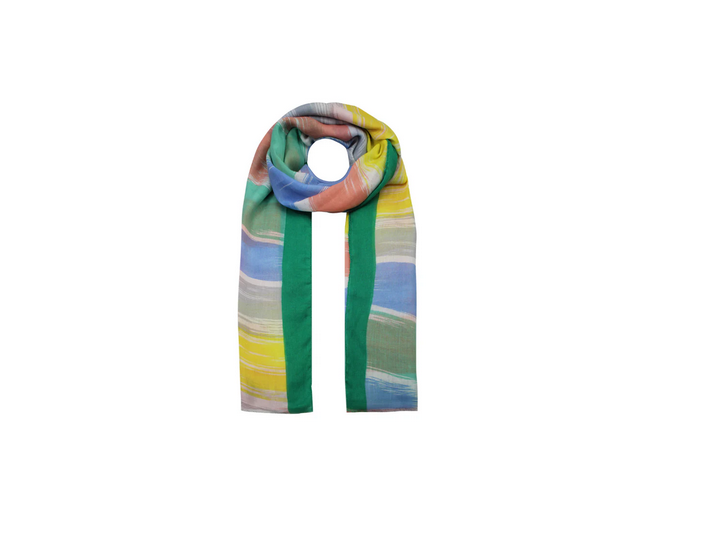 Sf2085-143 Paint Stroke Multi Col Scarf Green
