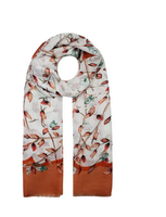 Sf2090-146 Leaf Print Scarf Orange