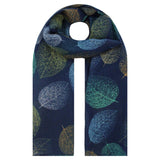 Sf21070-370 Autumn Leaf Print Scarf Navy