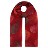 Sf21070-370 Autumn Leaf Print Scarf Red