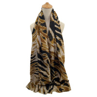 Sf2110-734 Varicolour Zebra Print Scarf Yellow