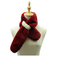 Sf21105-648 Fur Scarf With Pearl Red