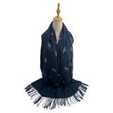 Sf2210-755 Bee Print Polyester Mix Scarf Navy