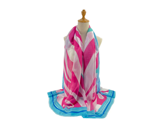 Sf2290-672 Printed Cotton Mix Scarf Fushia