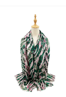 Sf23095-917 Lines And Spot Print Scarf Green