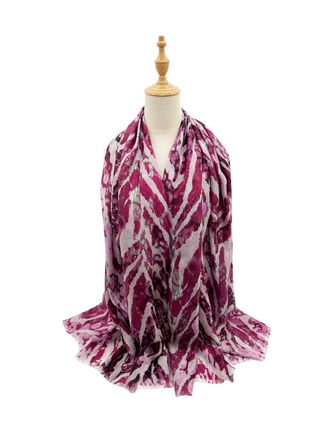 Sf23095-917 Lines And Spot Print Scarf Purple