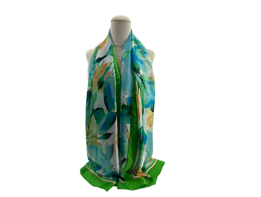 Sf2311-781 Silk Mix Printed Scarf Green