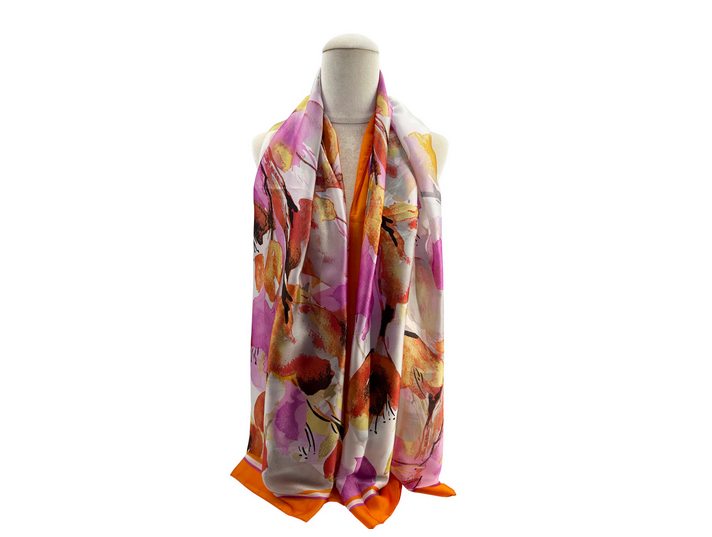 Sf2311-781 Silk Mix Printed Scarf Orange