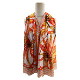 Sf2311-790 Tropical Leaves Print Scarf Orange