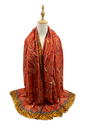 Sf23110-927 Marine Plant Cotton Scarf Orange