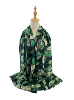 Sf2411-066 Leaf Print Foil Print Scarf Green