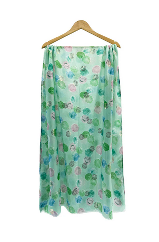 Sf24110-028 Soft Scarf Roses Design Glit Green